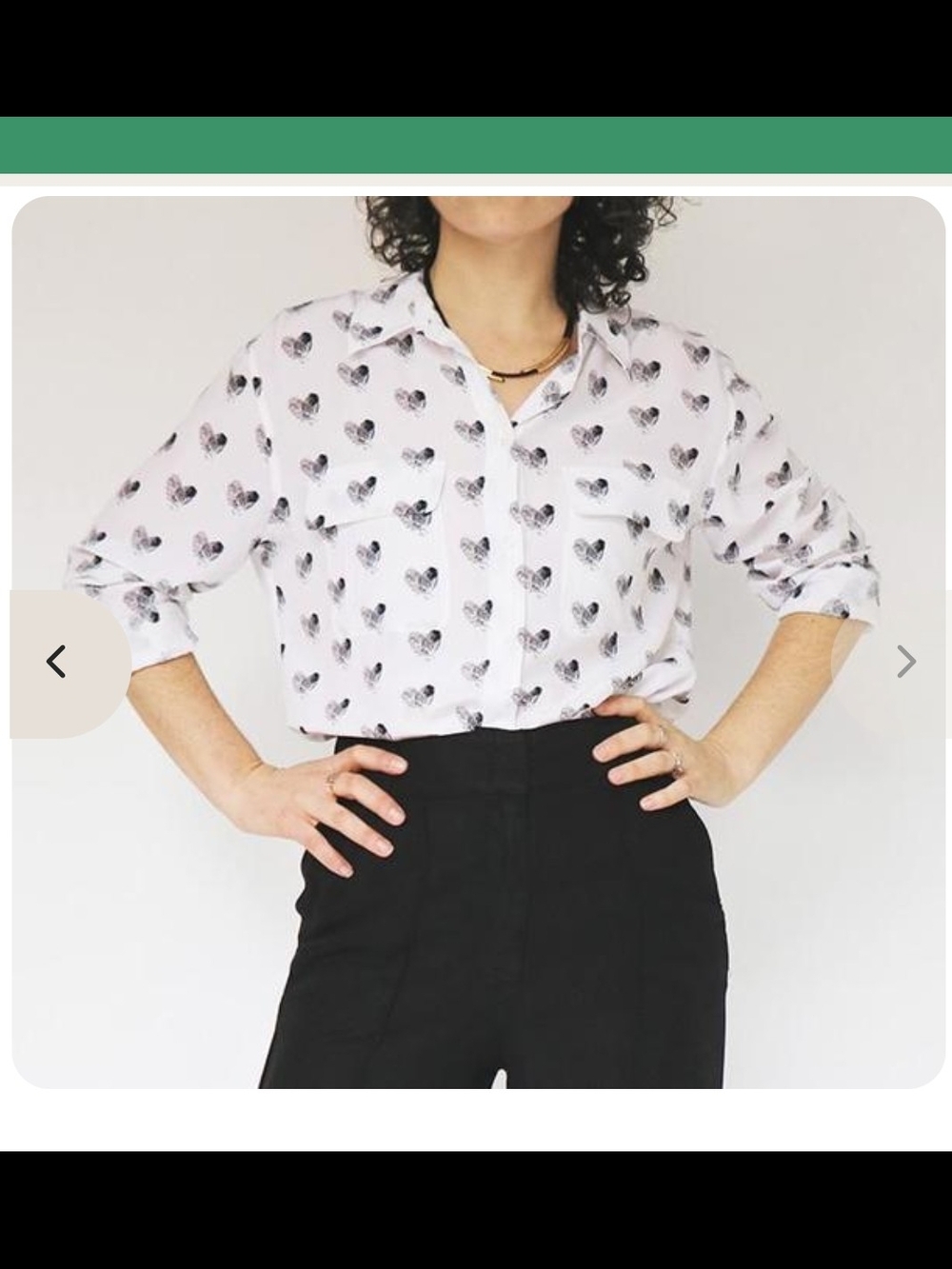 Equipment White Button-Down Blouse with Black Heart Print